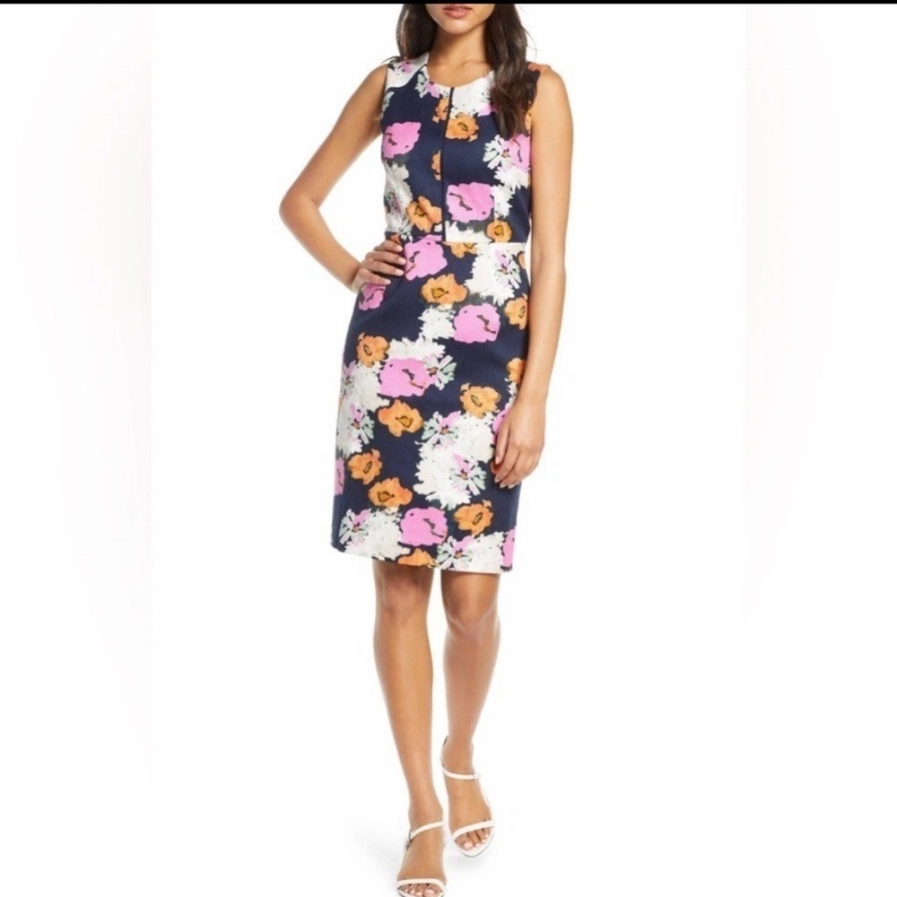 j crew portfolio petunia print in elenore floral navy Shift Dress Sz 10 Rn77388